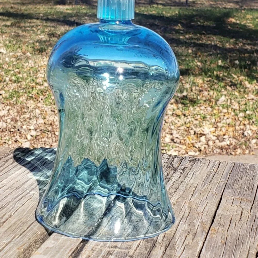 Vintage Homco Glass Votive Sconce Cup Candle Holder Peg Tall‎ Blue Swirl